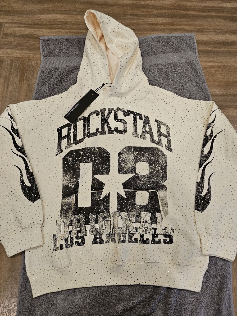 Rockstar 08 Cream Graphic Hoodie
